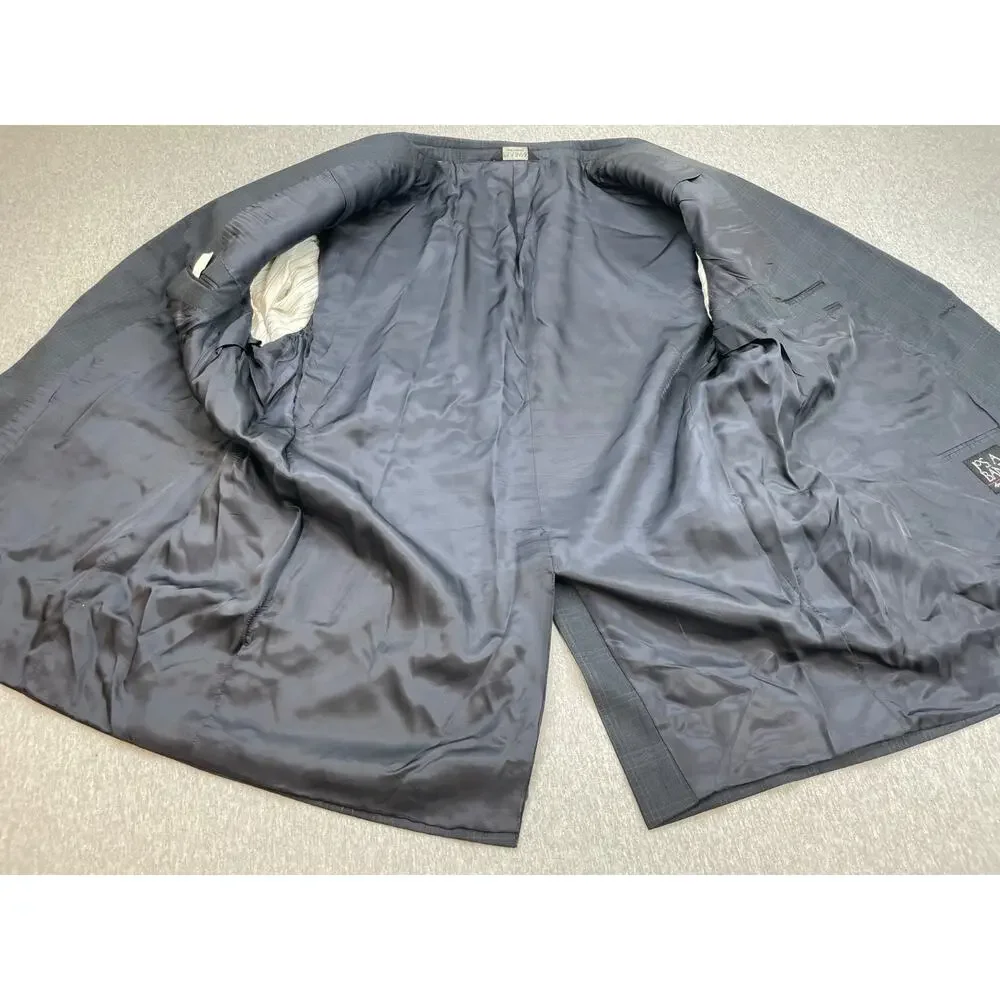 Jos A Bank Suit Mens 50L Plaid 100% Wool Single Breasted Pants 44 x 30 - 2 Piece
